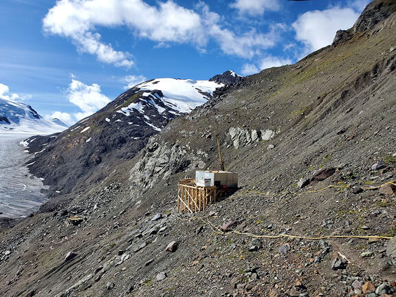 Treaty Creek Mountainside with mining equipment